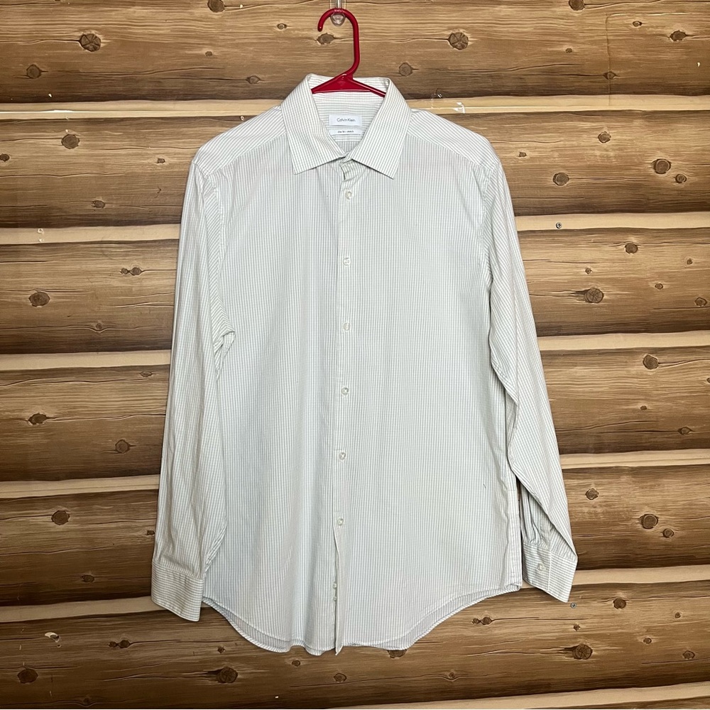 5/$25 Calvin Klein slim fit stretch long sleeve bottomsdown shirt size large - Picture 4 of 12